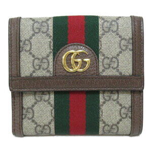 Gucci Double Bifold Wallet Canvas White GG Supreme Beige Brown
